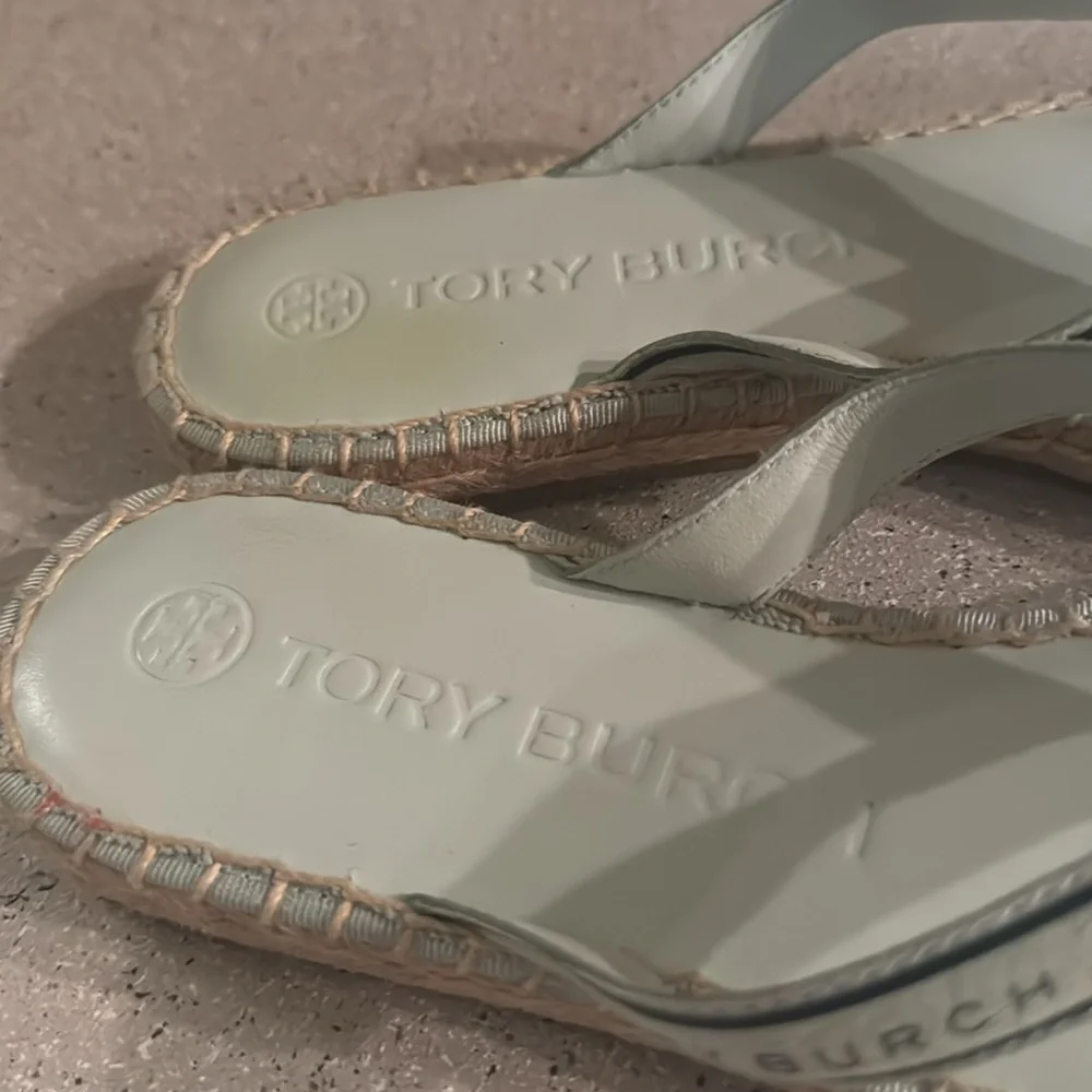 Tory Burch Espadrille Sandals Meadow Mist/Perfect‎ Navy Size 7.5